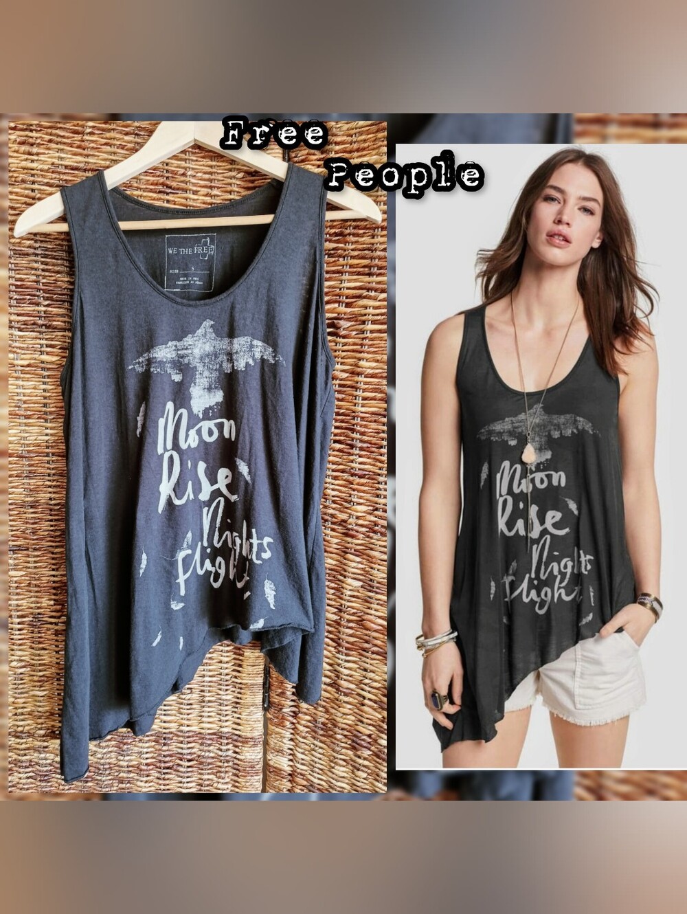 FREE PEOPLE Moon Rise Night Flight Waterfall Graphic Tank by Free People